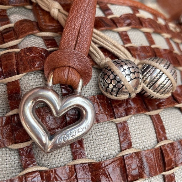 🆕Brighton🤎Embossed Leather and Canvas Weave Shoulder Bag - Picture 3 of 8